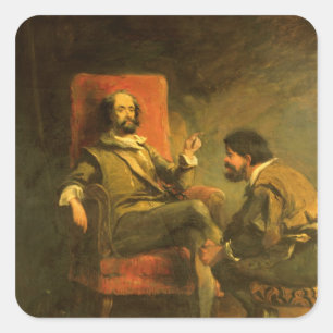 Sticker Carré Don Quichotte et Sancho Panza