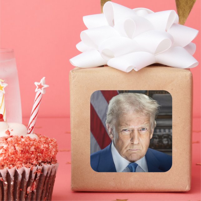 Sticker Carré Donald Trump 2025 Portrait du président américain (Fête)