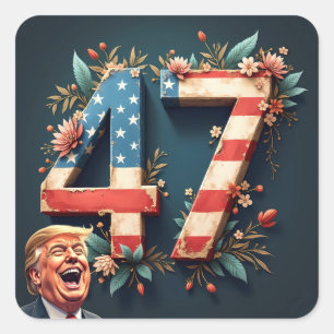 Sticker Carré Donald Trump 47
