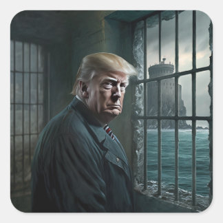 Sticker Carré Donald Trump à la prison d'Alcatraz