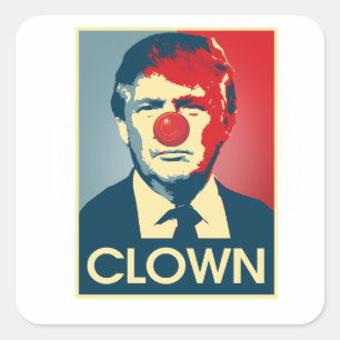 Sticker Carré Donald Trump CLOWN — Anti-Trump 2016 -