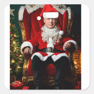 Sticker Carré DONALD TRUMP EN PÈRE NOËL Drôle