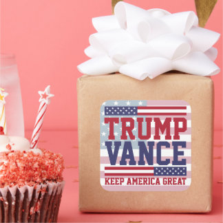 Sticker Carré Donald Trump JD Vance 2024 Garder l'Amérique grand
