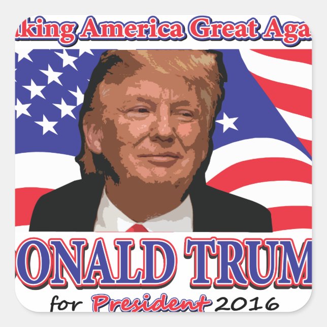 Sticker Carré Donald Trump pour le président (Devant)