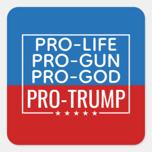 Sticker Carré Donald Trump Pro-Life Pro-Gun Pro-God