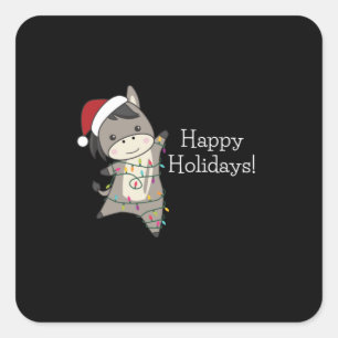 Sticker Carré Donkey Christmas Donkeys Animaux d'hiver