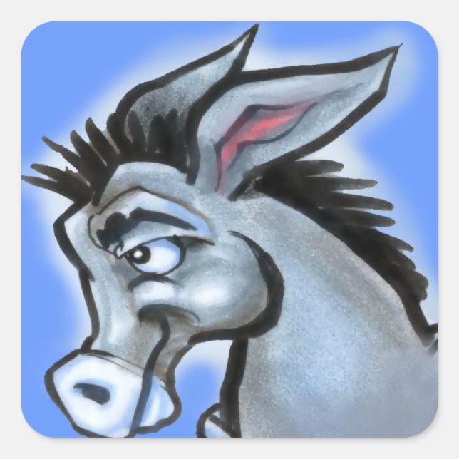 Sticker Carré Donkey démocrate (Devant)