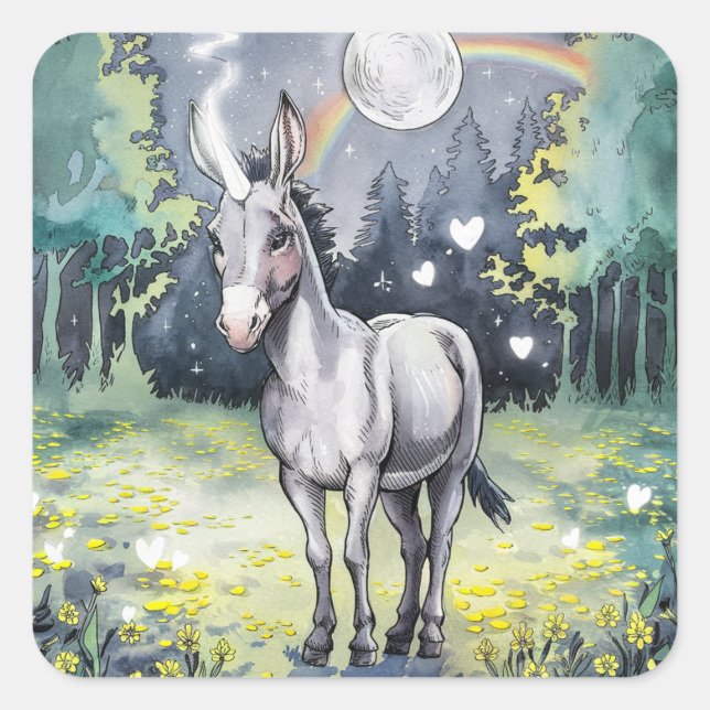 Sticker Carré Donkey Unicorn (Devant)