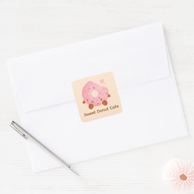 Sticker Carré Donut joyeux avec pépites (Enveloppe)