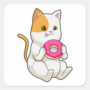 Sticker Carré Donut mangeur de chats