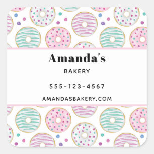 Sticker Carré Donut Motif mignon entreprise colorée