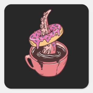 Sticker Carré Donuts et café