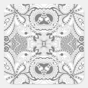 Sticker Carré Doodle Carré de fleurs