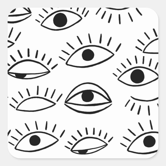 Sticker Carré Doodle eye, motif créatif sans couture. (Devant)