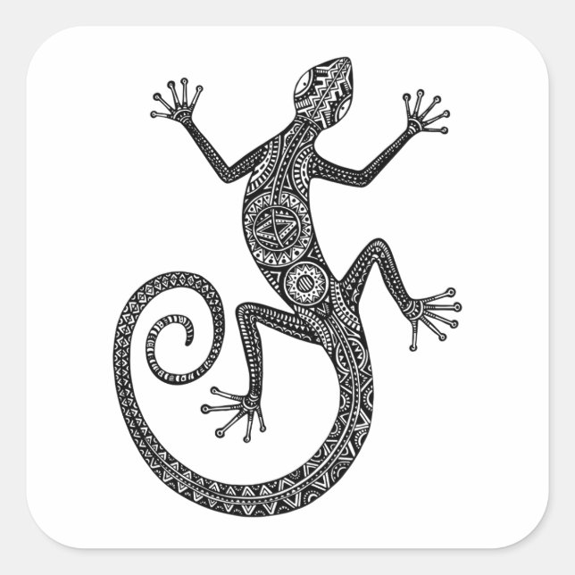 Sticker Carré Doodle Lizard Ou Salamander (Devant)