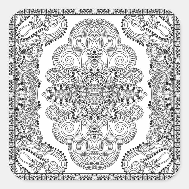 Sticker Carré Doodle unique (Devant)