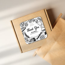 Doodles de boulangerie noire moderne Merci social