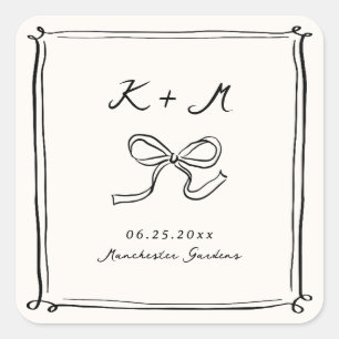 Sticker Carré Doodles Mariages dessinés à la main