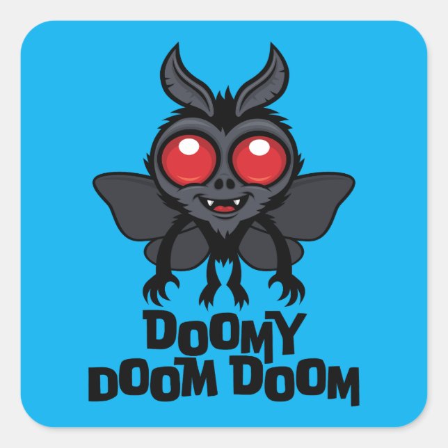 Sticker Carré Doomy Doom Doom Mothman Cryptide Mignon (Devant)