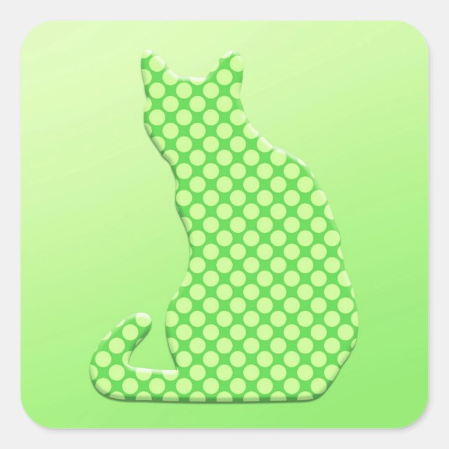 Sticker Carré Dotty Chat - teintes vert citron (Devant)