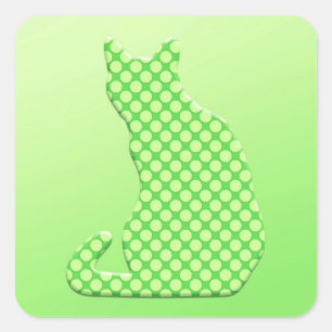 Sticker Carré Dotty Chat - teintes vert citron