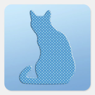 Sticker Carré Dotty Chat - tons bleu