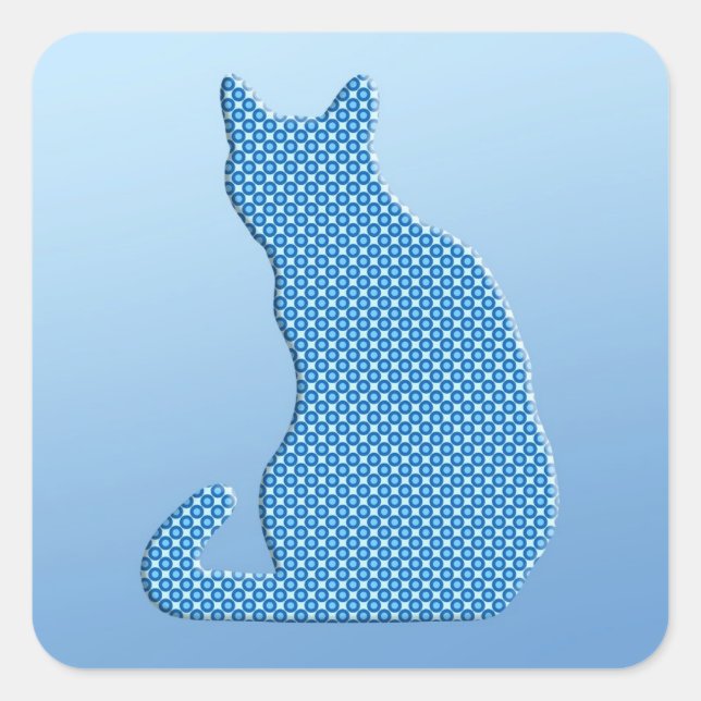 Sticker Carré Dotty Chat - tons bleu (Devant)