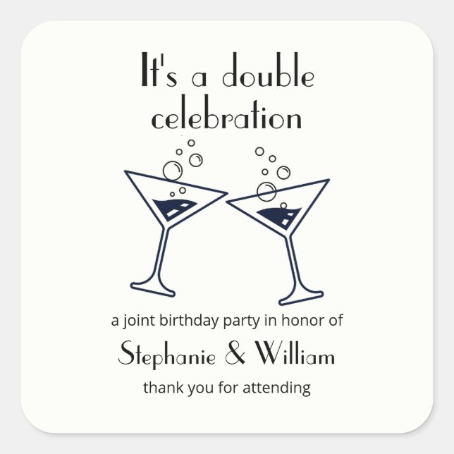 Sticker Carré Double blanche moderne célébrations Anniversaire c (Devant)