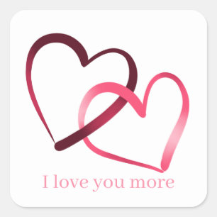 Sticker Carré Double coeur Je t'aime plus Valentin