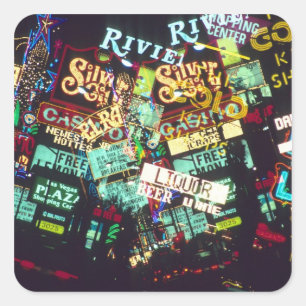 Sticker Carré Double exposition, panneaux casino, Las Vegas,