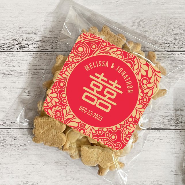 Sticker Carré Double Mariage chinois personnalisé (Créateur téléchargé)