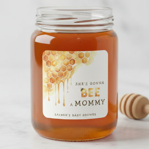 Sticker Carré Douce Abeille Nid d'Abeille Aquarelle Baby Shower