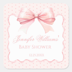 Sticker Carré Douce arche de ruban rose pour une baby shower boh