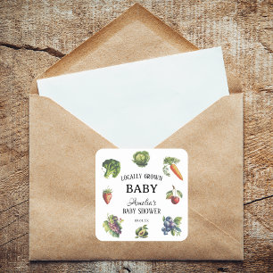 Sticker Carré Douce Baby Shower Blanche Cultivée Localement