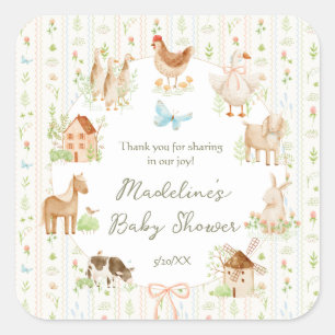 Sticker Carré Douce Baby Shower de Ferme Grandmillénaire Peinte