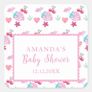 Sticker Carré Douce Baie Douce Chérie Baby Shower de la Saint-Va