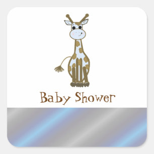 Sticker Carré Douce Fête de Naissance de Girafe de Dessin Animé
