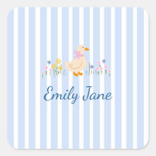 Sticker Carré Douce Oie Fleur Sauvage Baby Shower Baptême