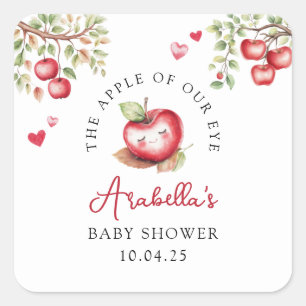 Sticker Carré Douce Pomme De Nos Yeux Baby Shower