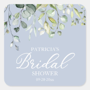 Sticker Carré Douce verdure Eucalyptus Aquarelle Baby Shower 