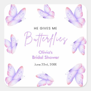 Sticker Carré Douceur Rose Violet Il Me Donne Des Papillons Ente
