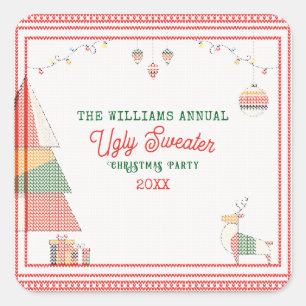 Sticker Carré Doux moche Concours le plus ignoble Noël