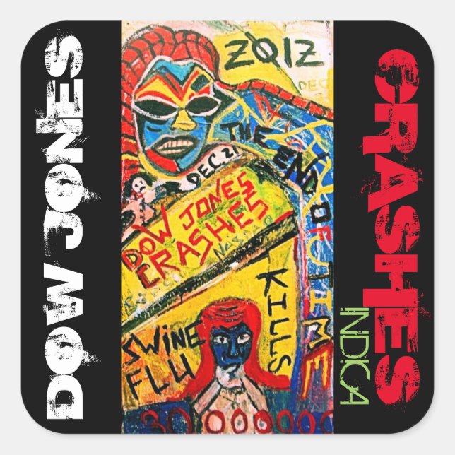 STICKER CARRÉ DOW JONES CRASHES INDICA (Devant)