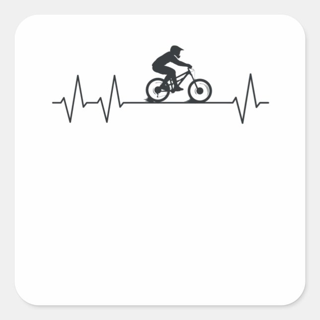 Sticker Carré Downhill Pulse Biker Heartbeat Mountain Biking MTB (Devant)