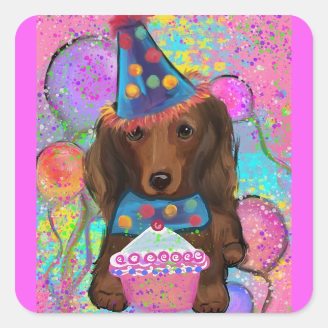 STICKER CARRÉ DOXIE ROUX AUX CHEVEUX LONGS (Devant)