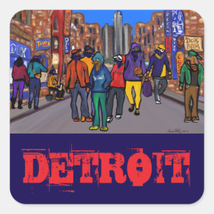 Sticker Carré Doxie Town City - DETROIT