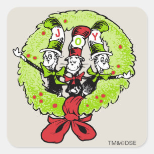 Sticker Carré Dr Seuss Grinch Joie de Noël à Who-ville