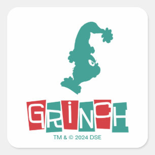 Sticker Carré Dr Seuss Grinch - Rouge et Vert