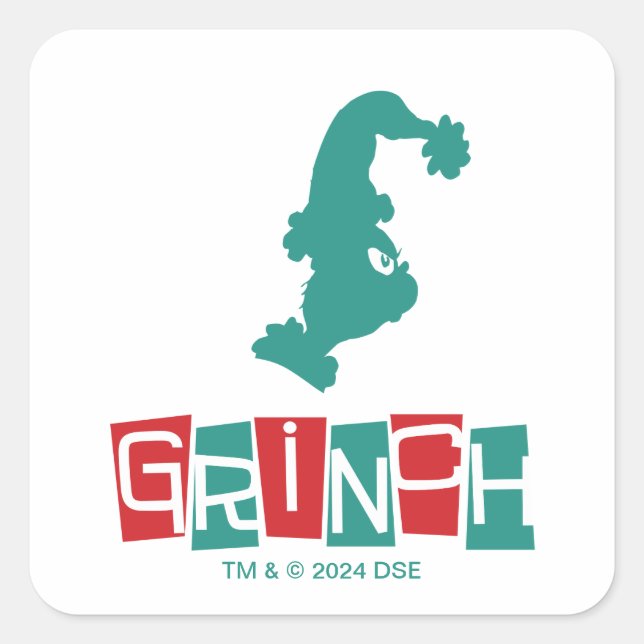 Sticker Carré Dr. Seuss | Grinch - Rouge & Vert (Devant)