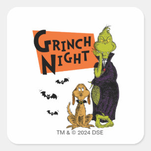 Sticker Carré Dr Seuss   Hallowen Grinch Night Graphic